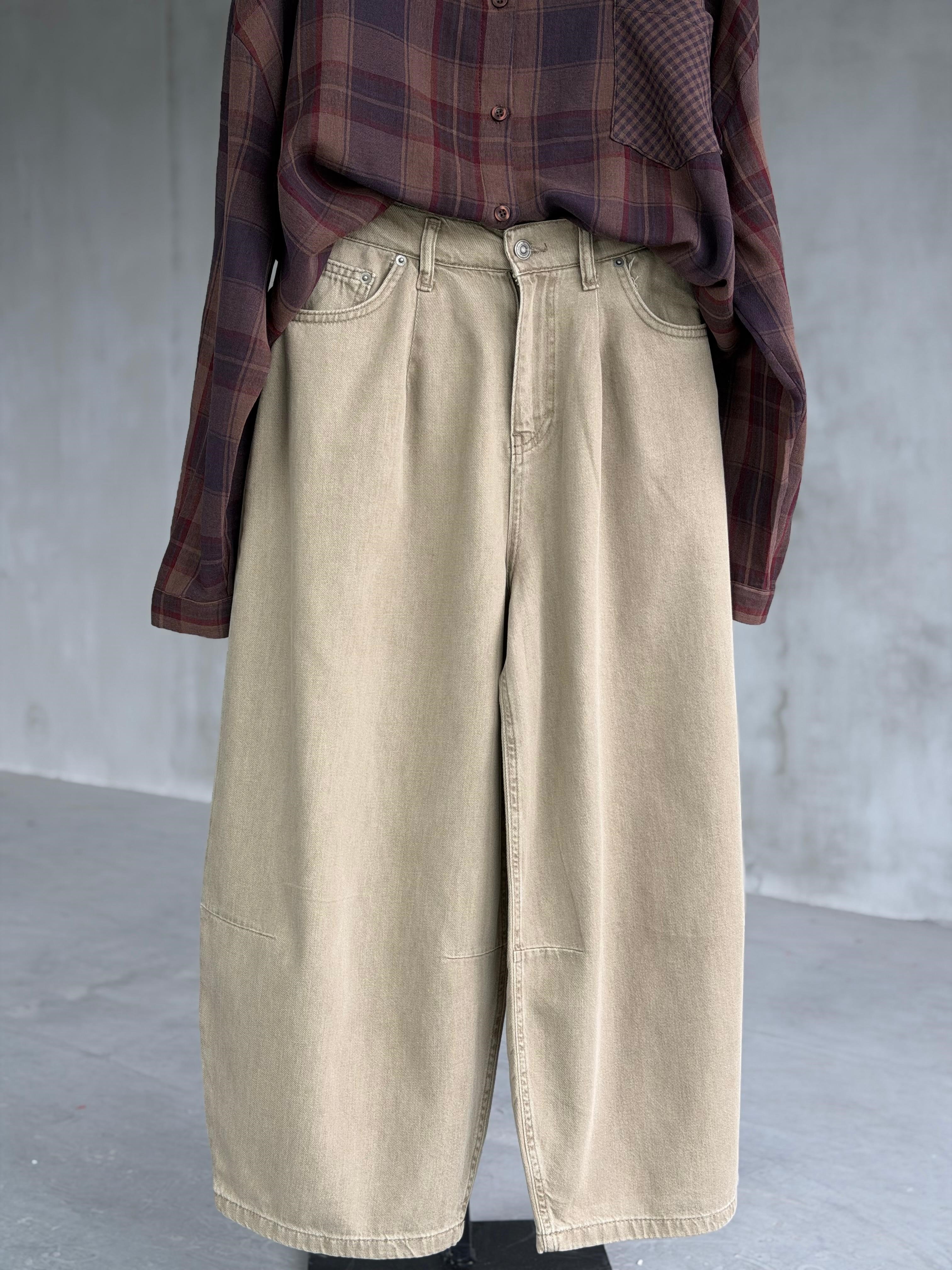 Vintage Balon Model Denim Pantolon(Taş)