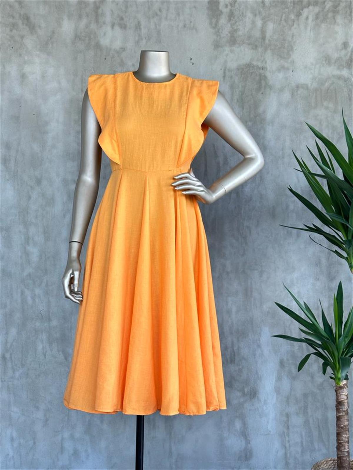 Vintage Volanlı Elbise (Oranj)