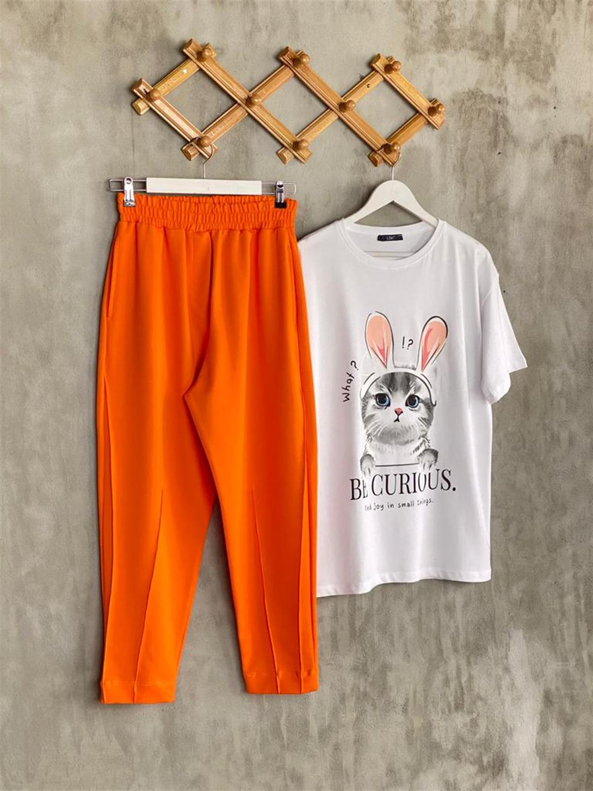 Yarı Çımalı Jogger Pantolon (Oranj)