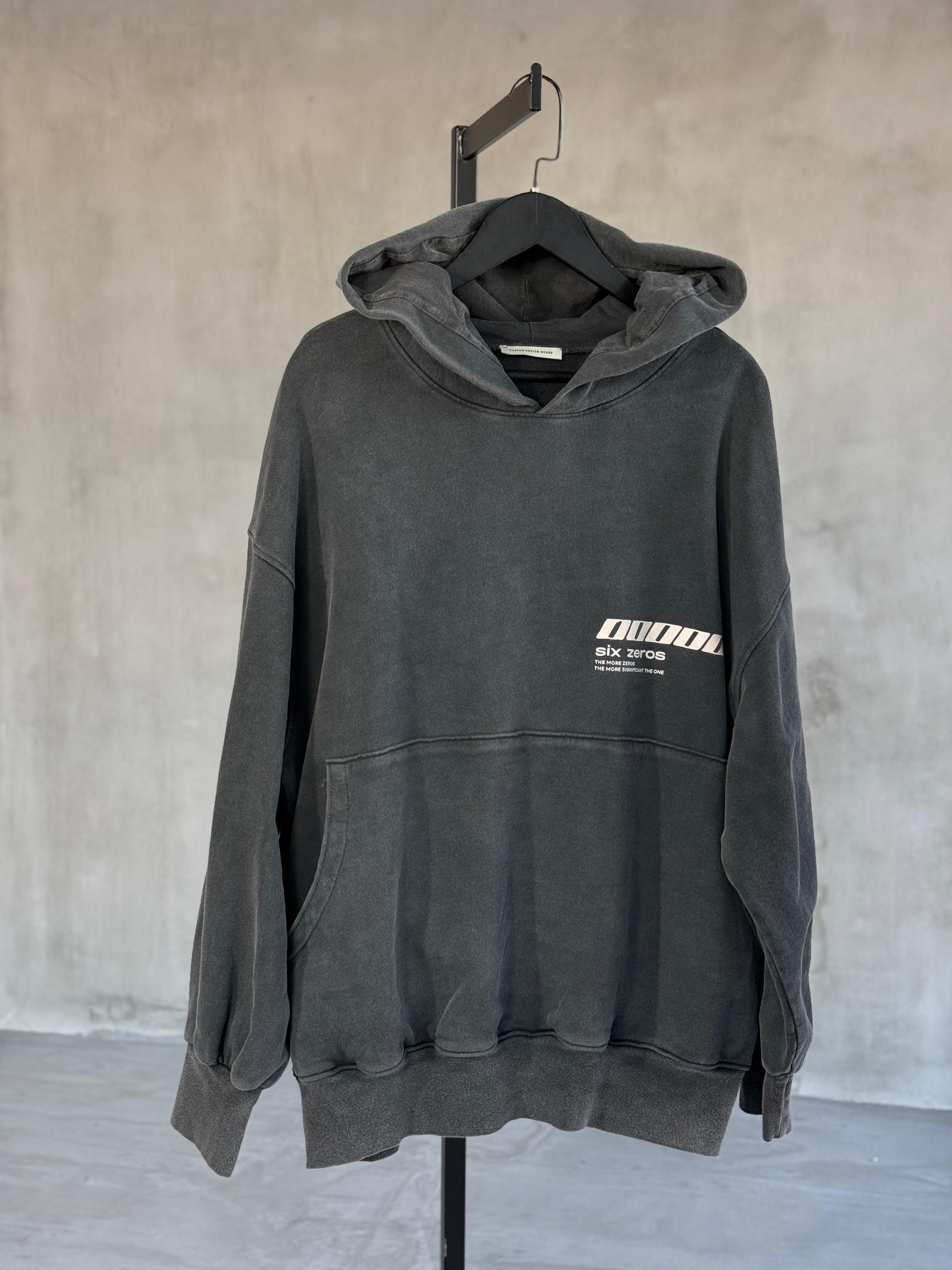 Yazı Baskılı Kapşonlu Sweat (Antrasit)