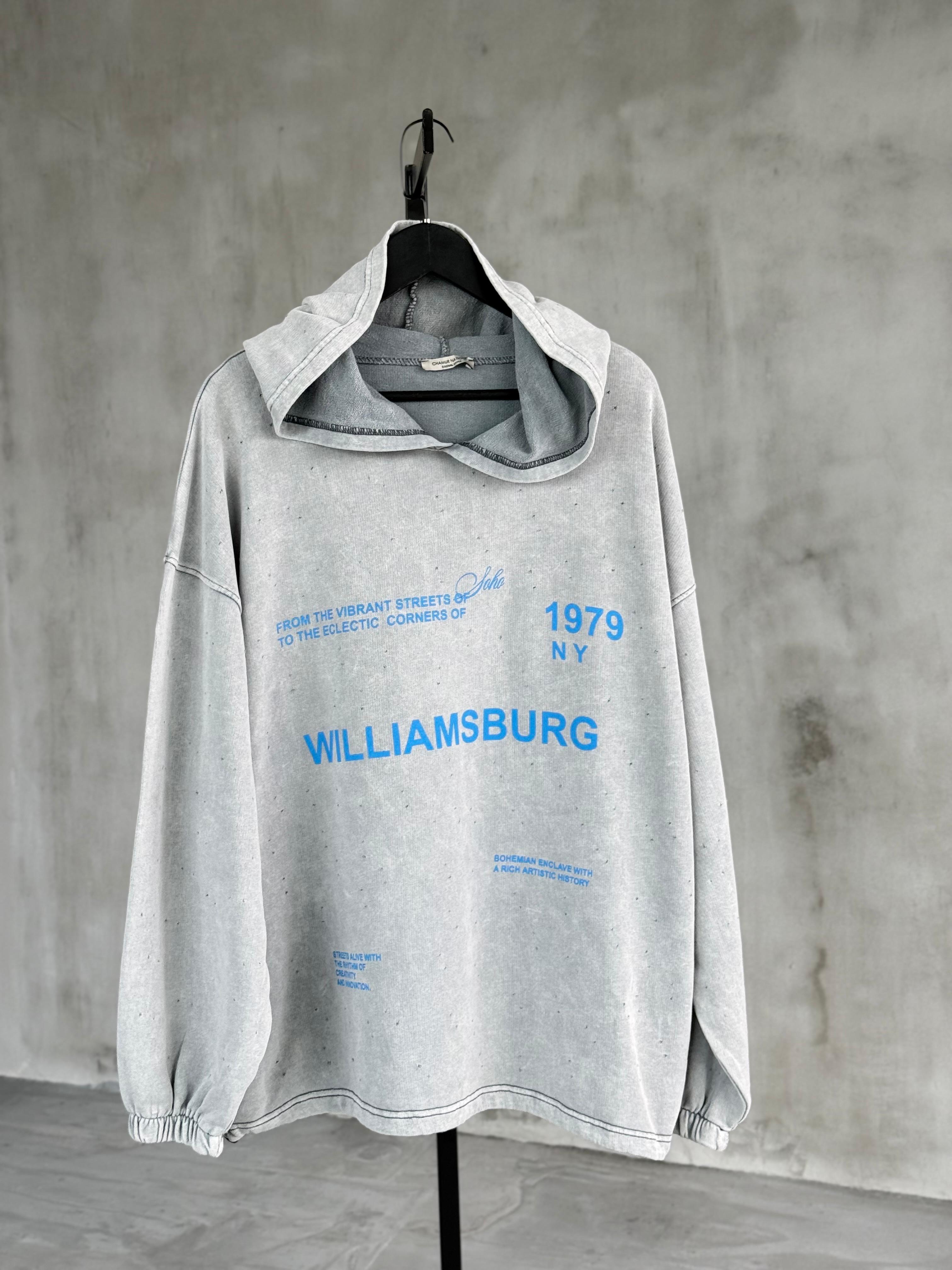 Yazı Baskılı Kapüşonlu Sweat (Gri Melanj)