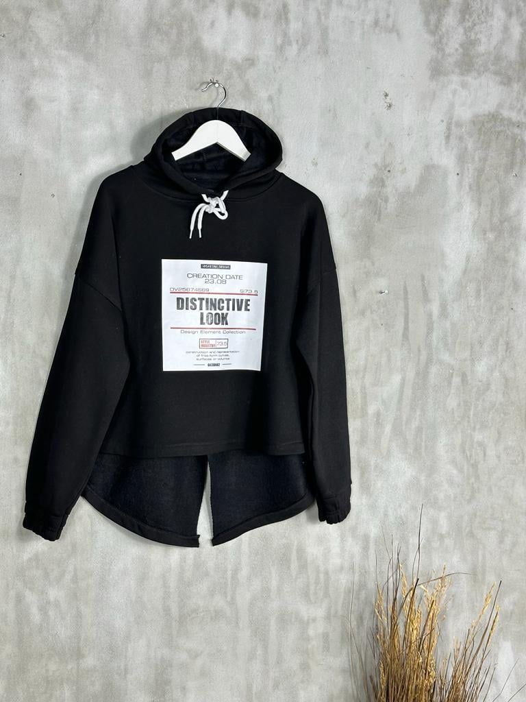 Yazı Baskılı Tasarım Model Kadın Sweat (Siyah)