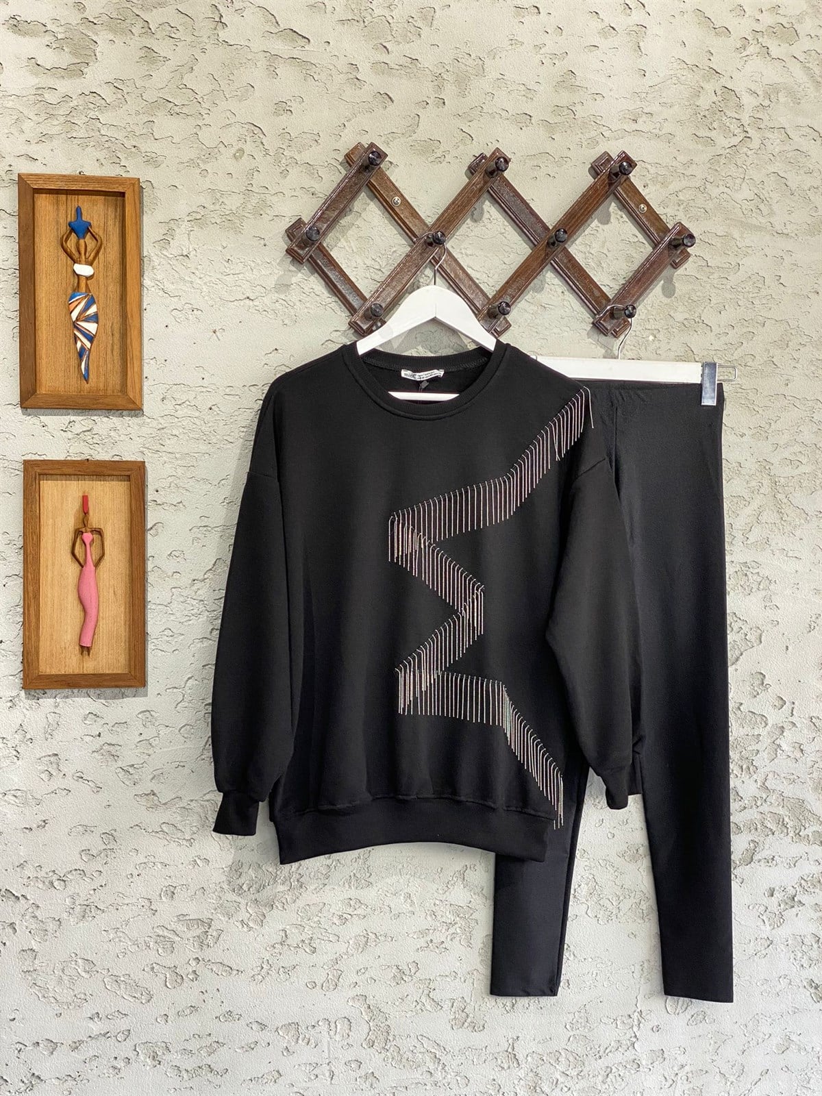 Yıldız Model Zincir Detay Sweat (Siyah)