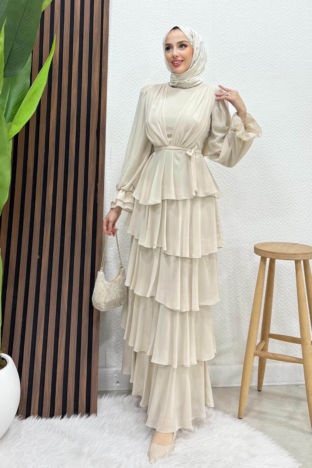 Dilara Şifon Abiye Bej
