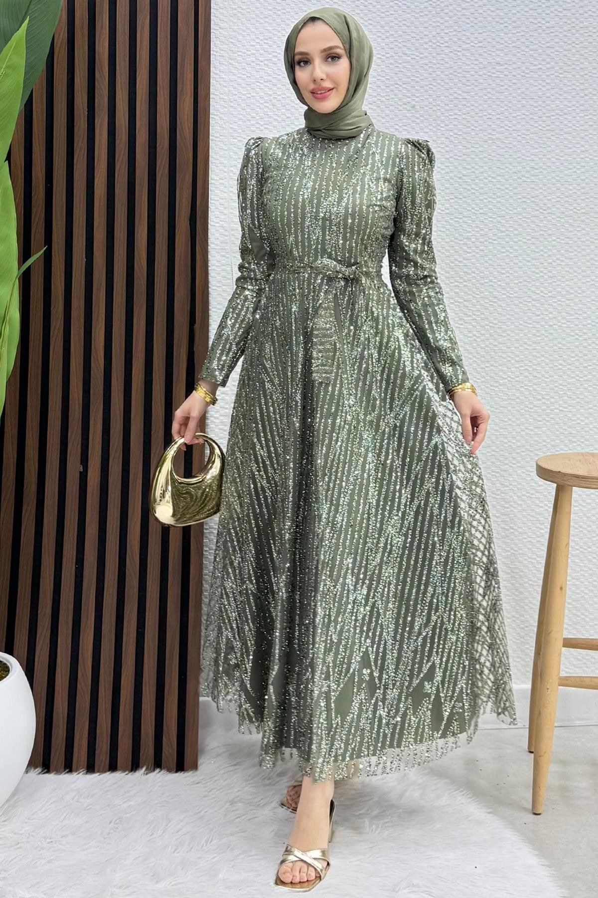Elisa Tesettür Abiye Haki