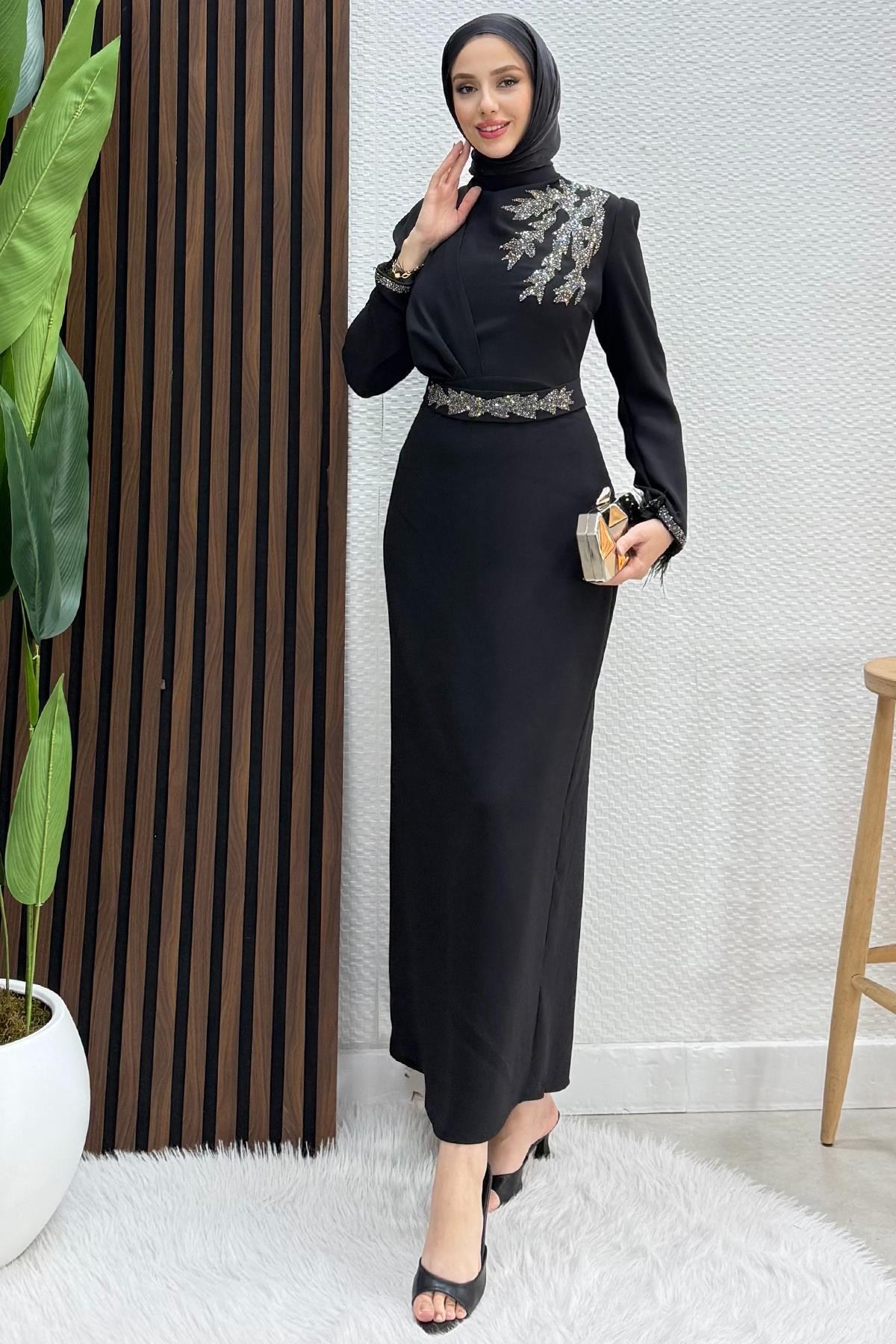 Hazal Tesettür Elbise Siyah