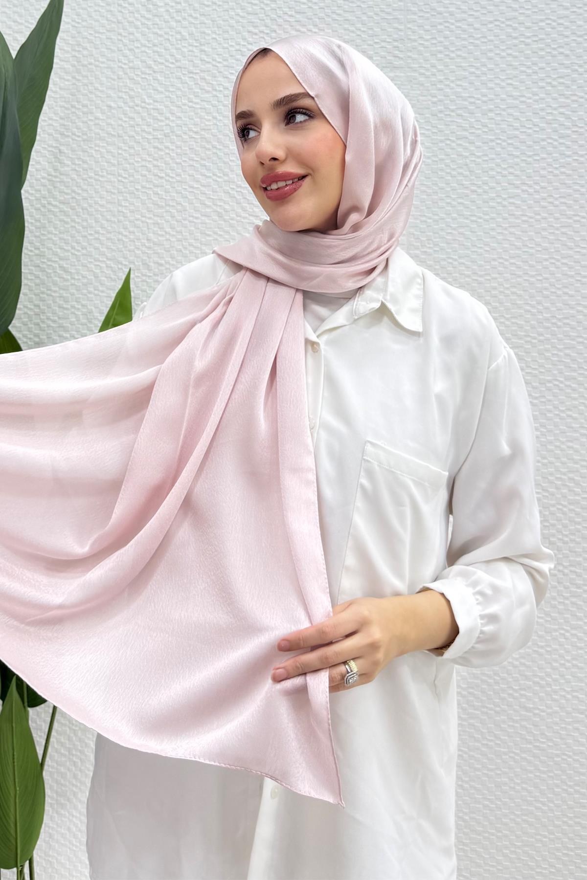 İnci Saten Şal Soft Pembe