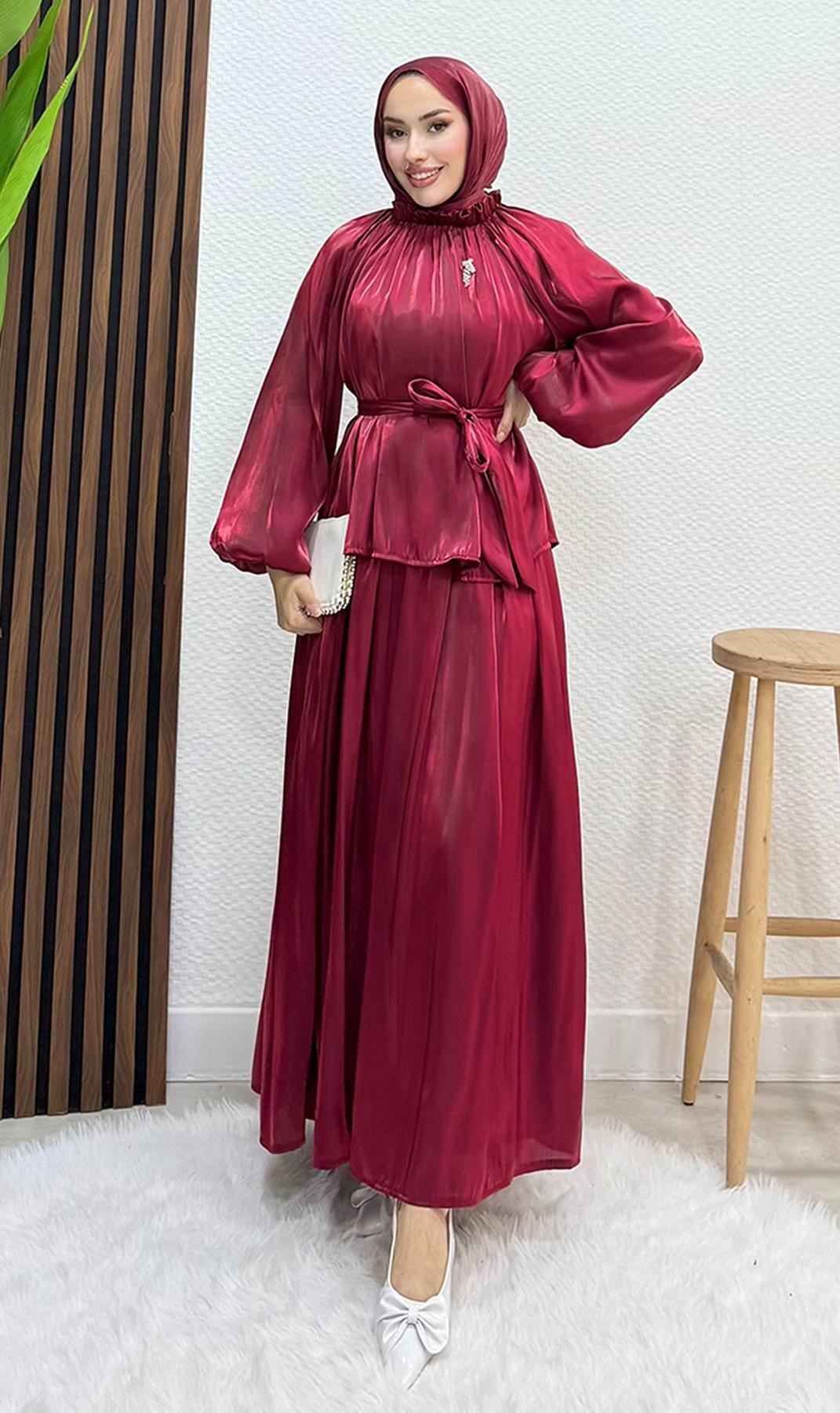 Layla Broş Takım Bordo