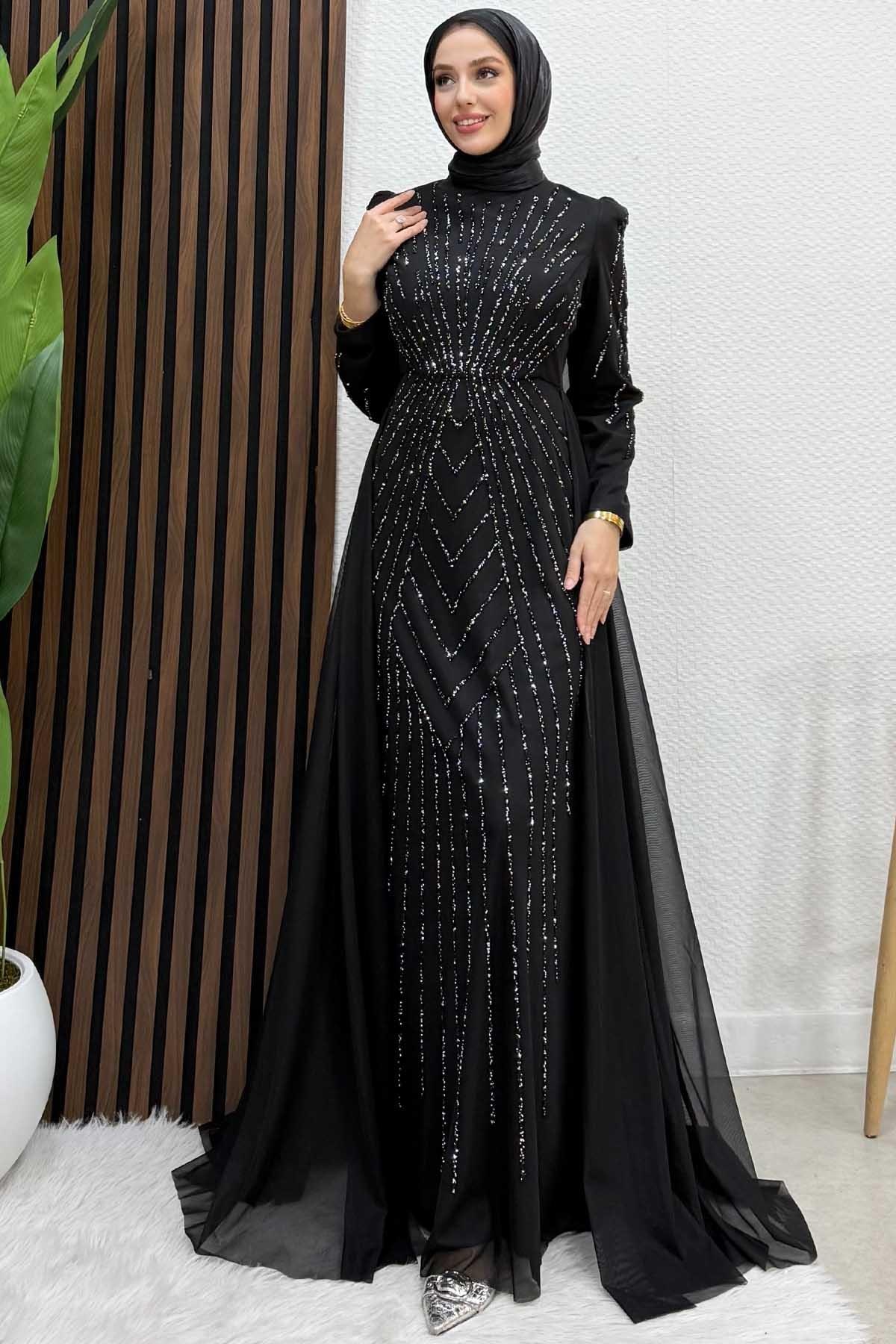 Velya Şifon Abiye Siyah
