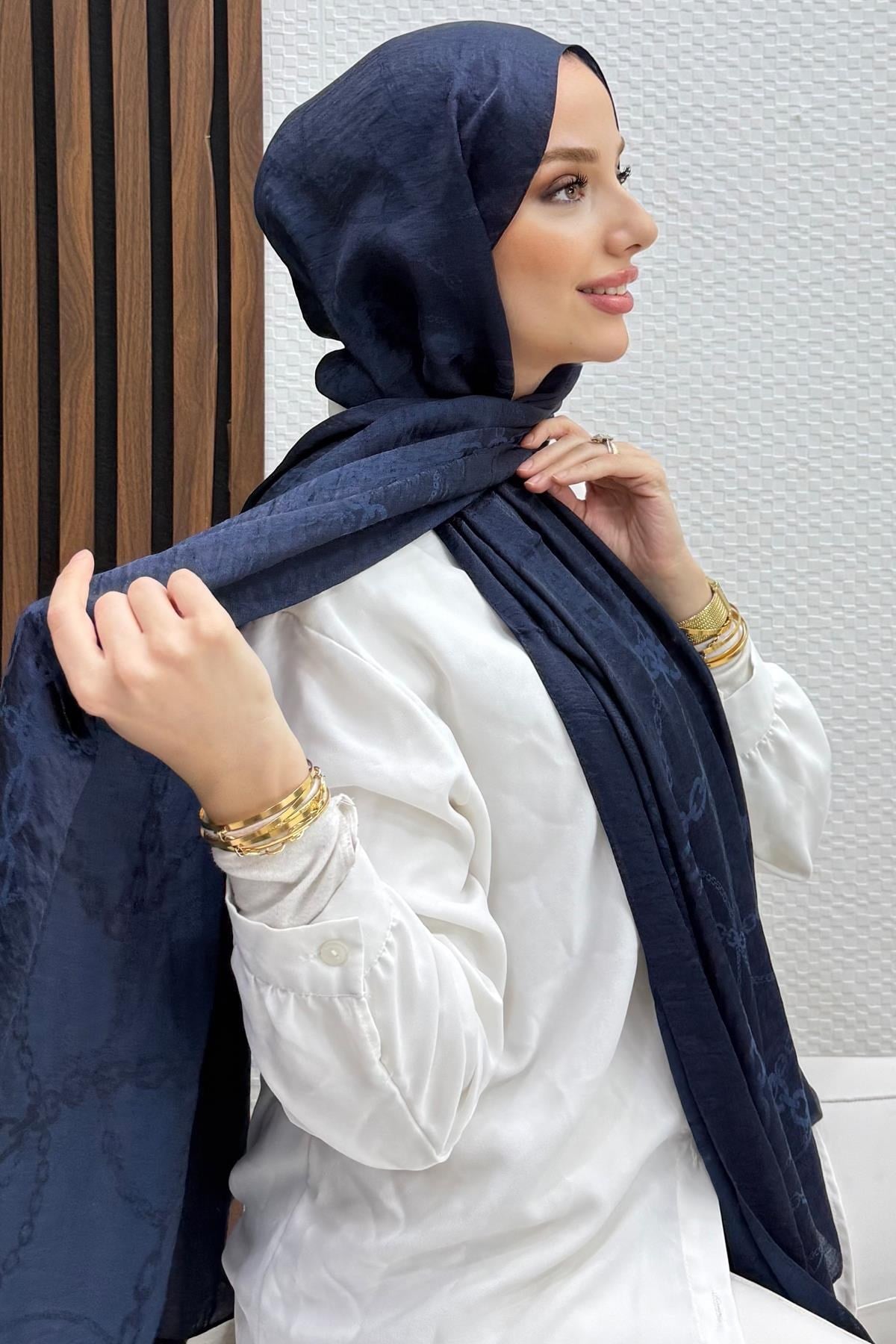 Zincir Model Şal Koyu Lacivert