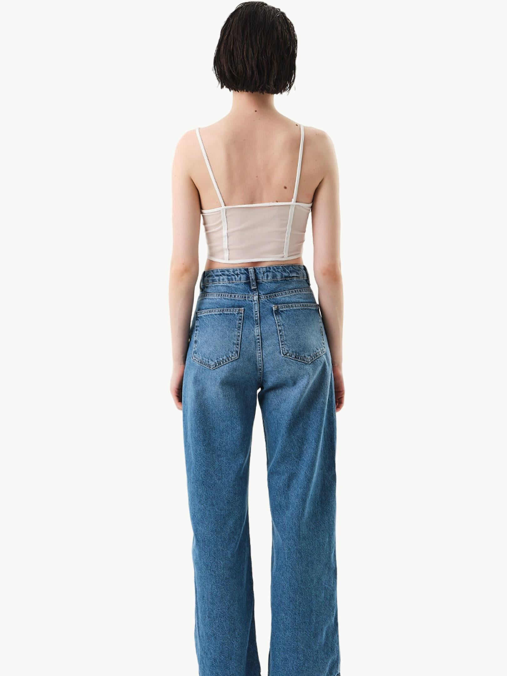 2498-FS4 YÜKSEL BEL WIDE LEG DENİM PANTOLON Kategorisiz Modelleri