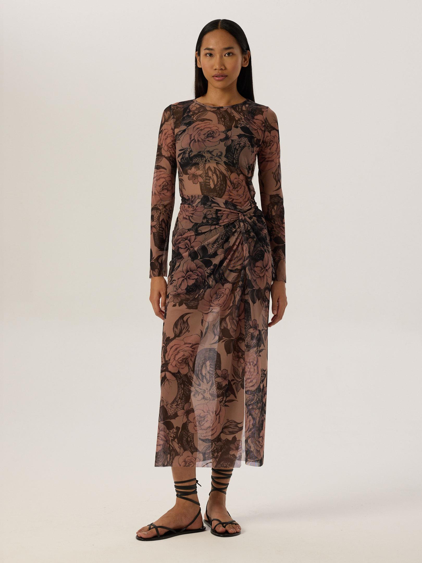 24SS109025 BİSİKLET YAKALI DESENLİ TÜL BLUZ Kategorisiz Modelleri