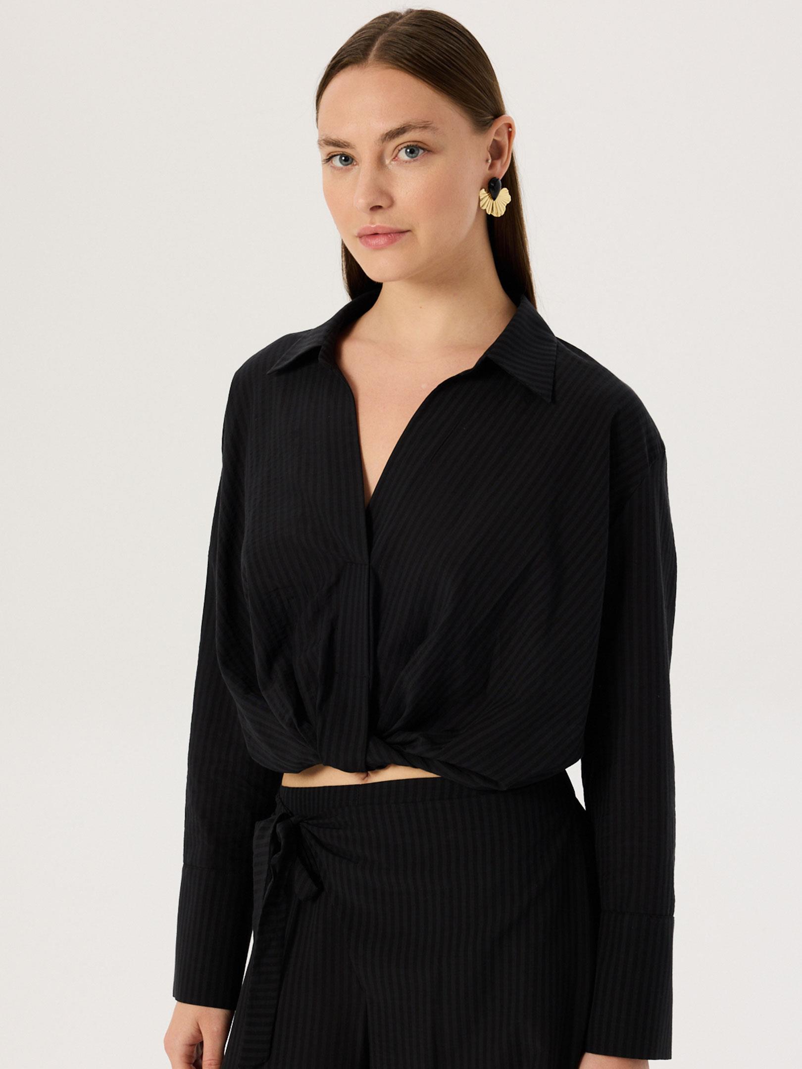 24SS109028 BELİ BURGULU GÖMLEK YAKALI  BLUZ Kategorisiz Modelleri