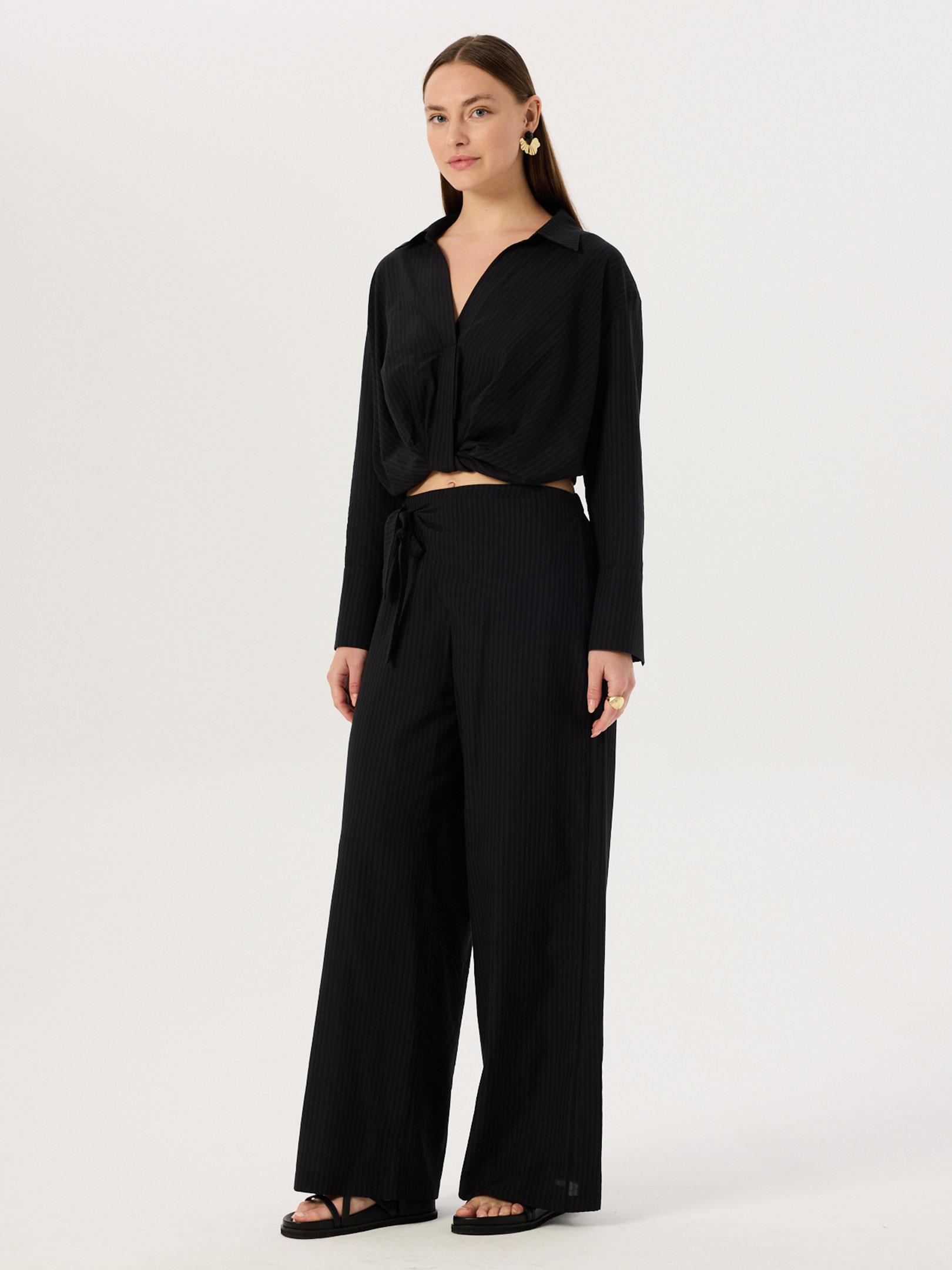 24SS109028 BELİ BURGULU GÖMLEK YAKALI  BLUZ Kategorisiz Modelleri