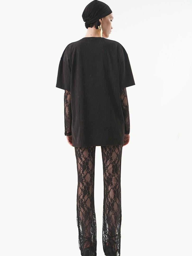 24SS114001 TW3-694 YIKAMA EFEKTLI OVERSIZE T-SHİRT Kategorisiz Modelleri