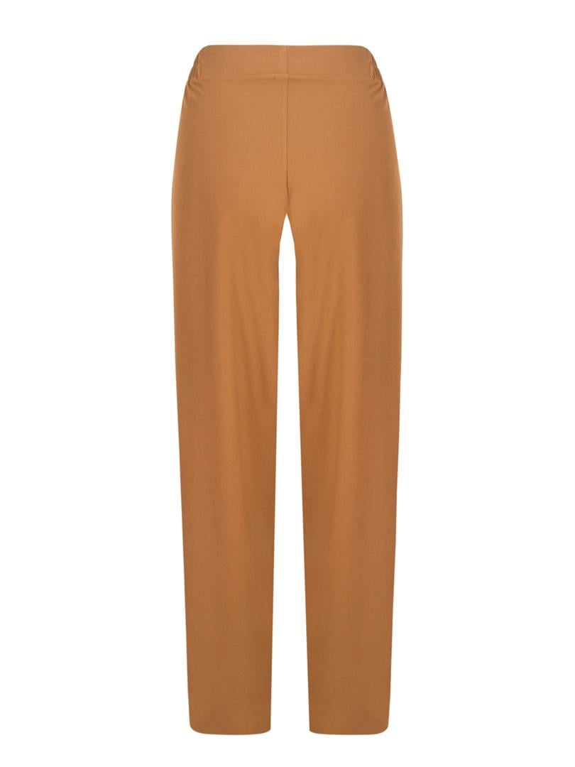 APHELANDRA Beli Lastikli Bol Paça Krep Pantolon - Camel