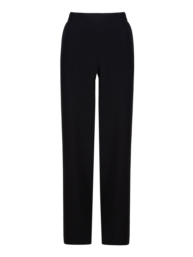 APHELANDRA Beli Lastikli Bol Paça Krep Pantolon - Siyah