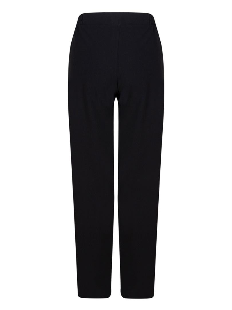 APHELANDRA Beli Lastikli Bol Paça Krep Pantolon - Siyah