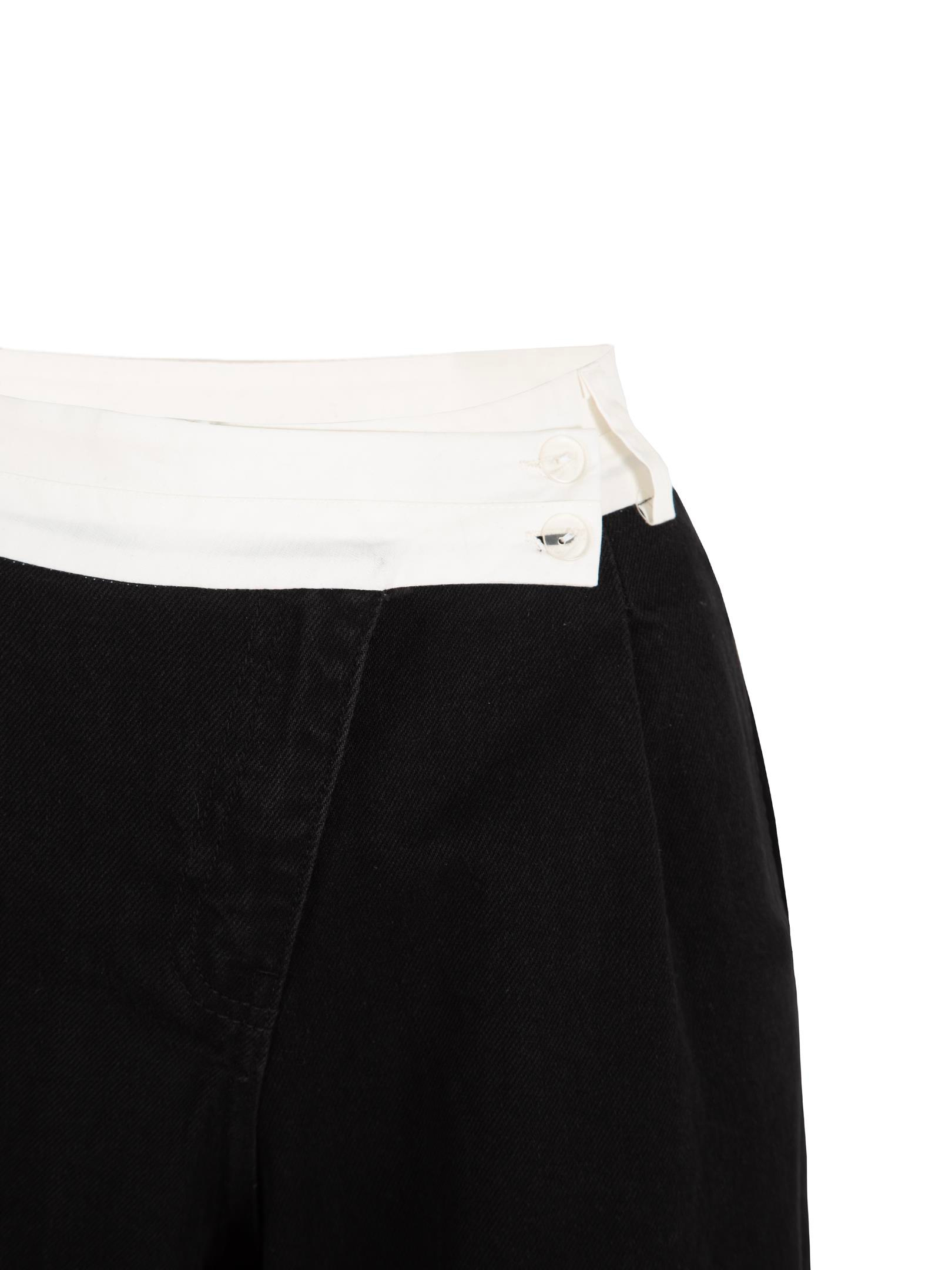 Asimetrik Kapama Garni Detaylı Bol Paça Jean Pantolon - Siyah Pantolon Modelleri