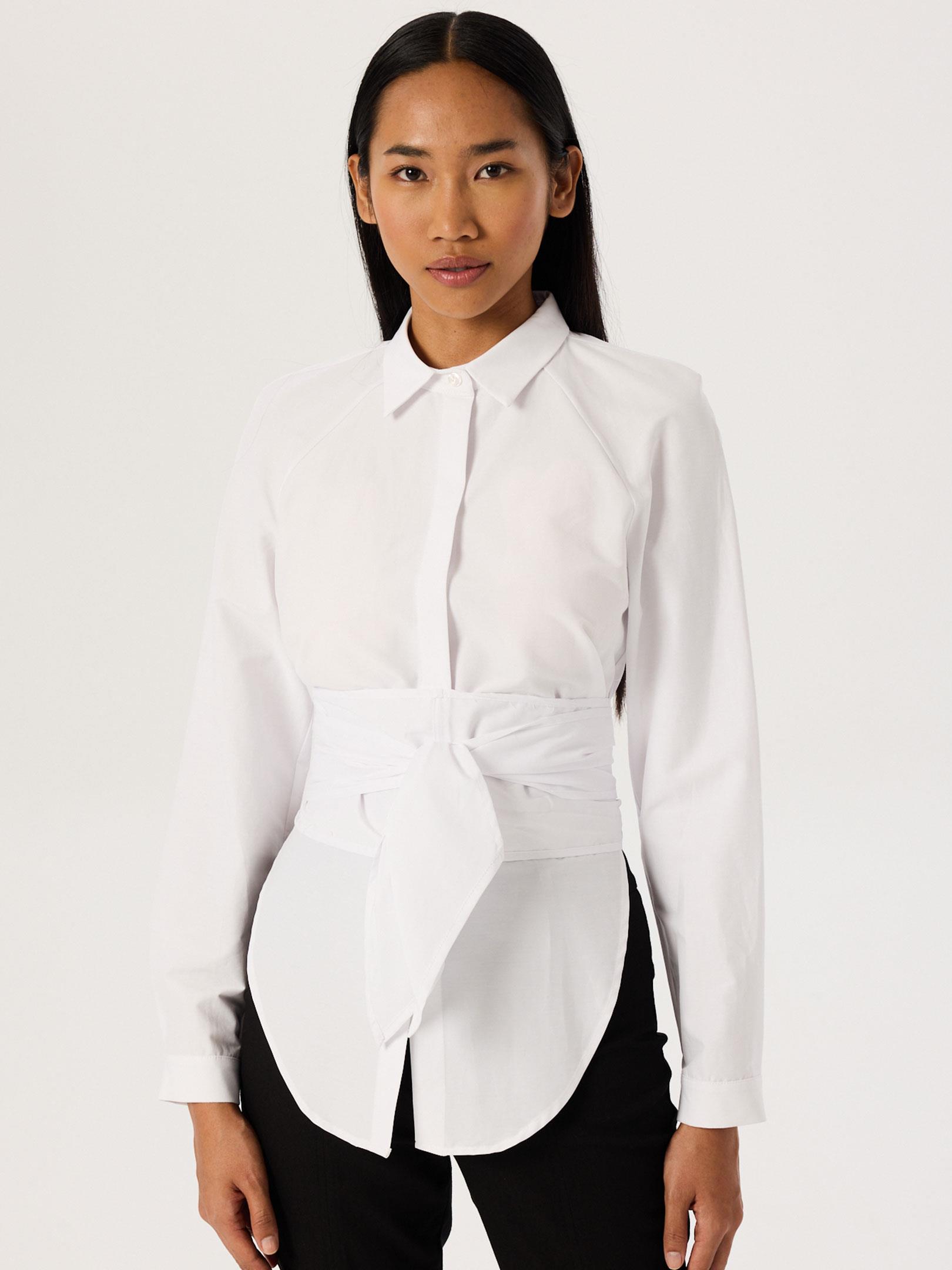 Asimetrik Kesim Düğmeli Gömlek - Beyaz Gömlek Modelleri