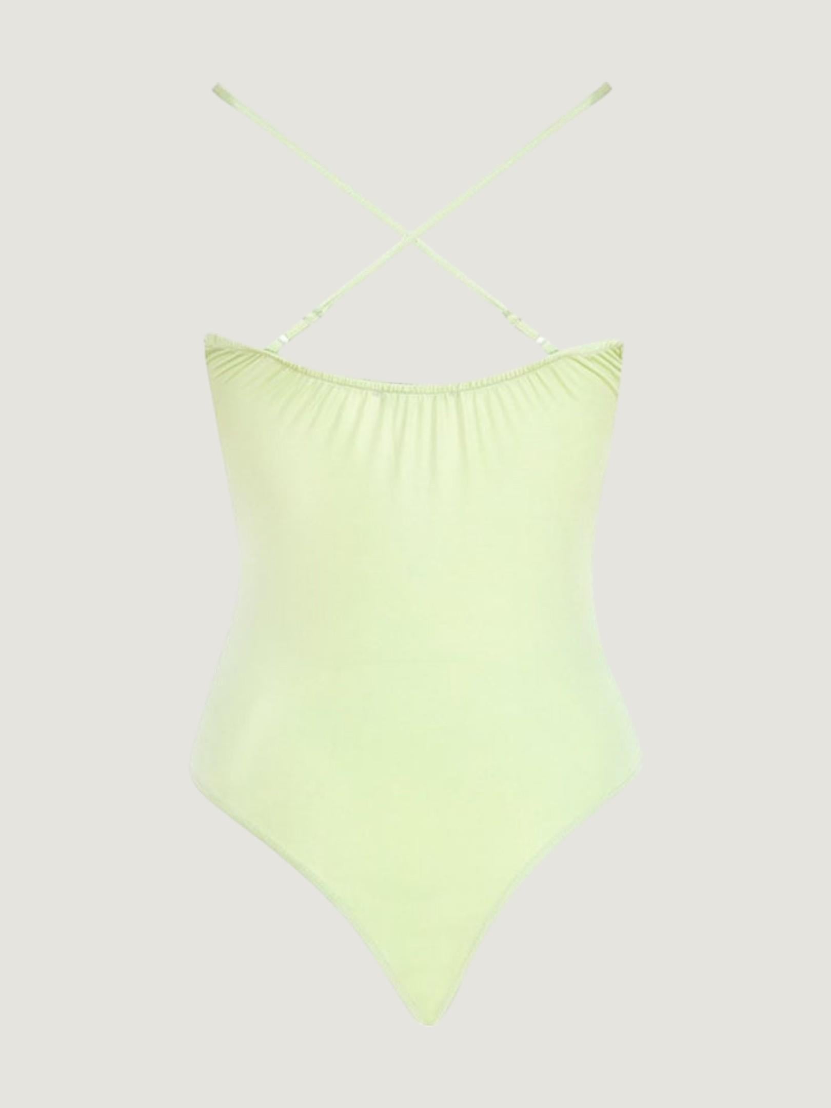 Askı Detaylı Drapeli Body - Çağla Yeşili Body Modelleri