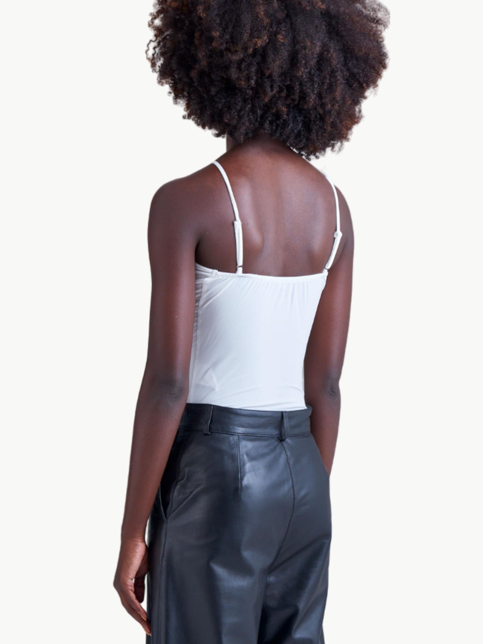 Askı Detaylı Drapeli Body - Ekru Body & Bluz Modelleri
