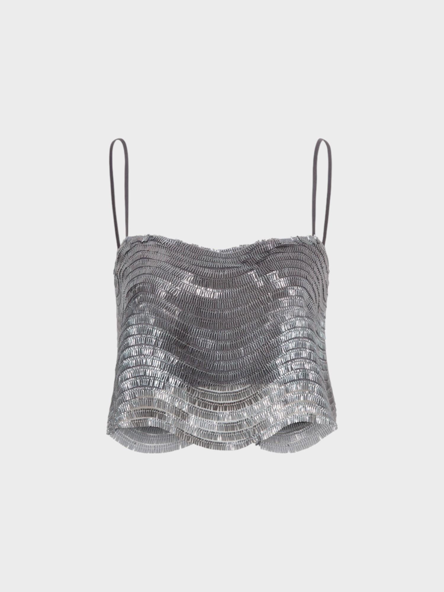 Askılı Boru Pullu Uzun Crop Şık Bluz - Antrasit Bluz Modelleri