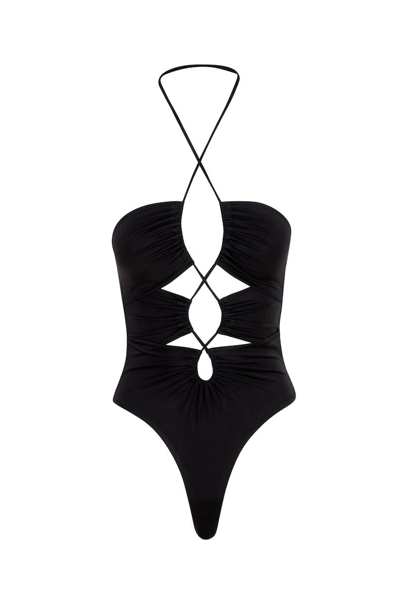 Askılı Dekolteli Body - Siyah