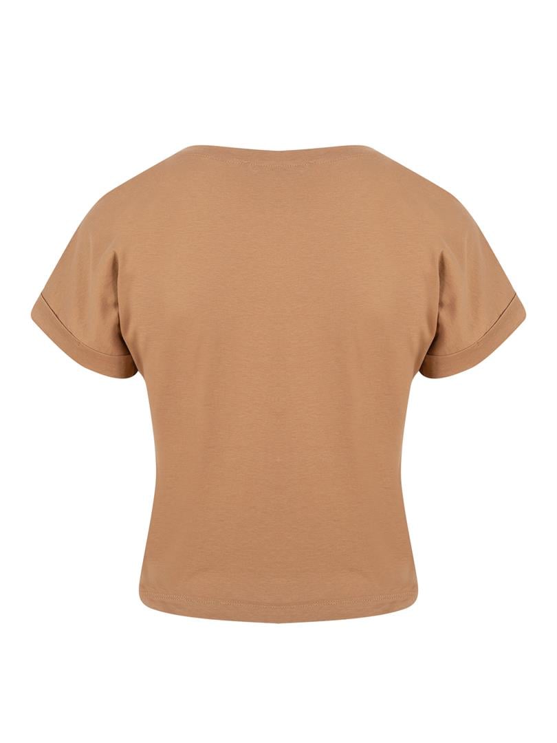 ATTACUS Bisiklet Yaka Basic Tişört - Camel