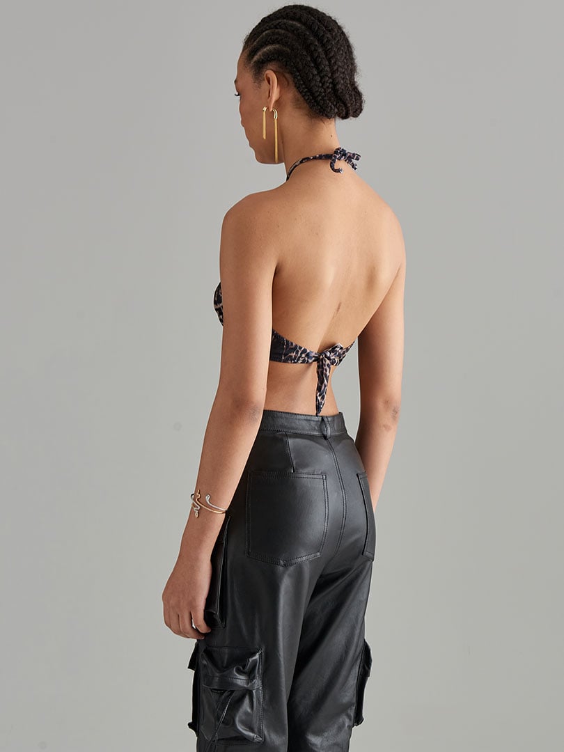 Bağlamalı Straplez Bikini - Leopar