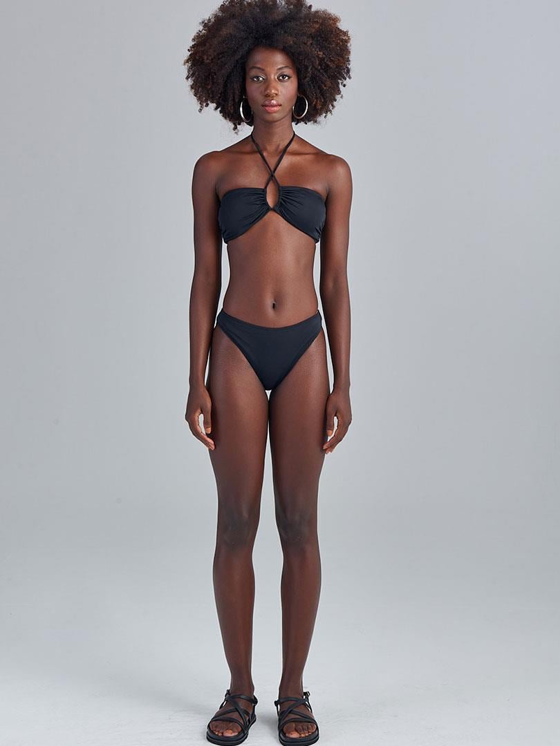 Bağlamalı Straplez Bikini - Siyah