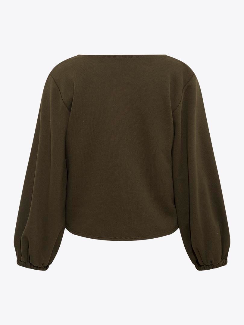 Balon Kollu Burgulu Sweatshirt - Haki