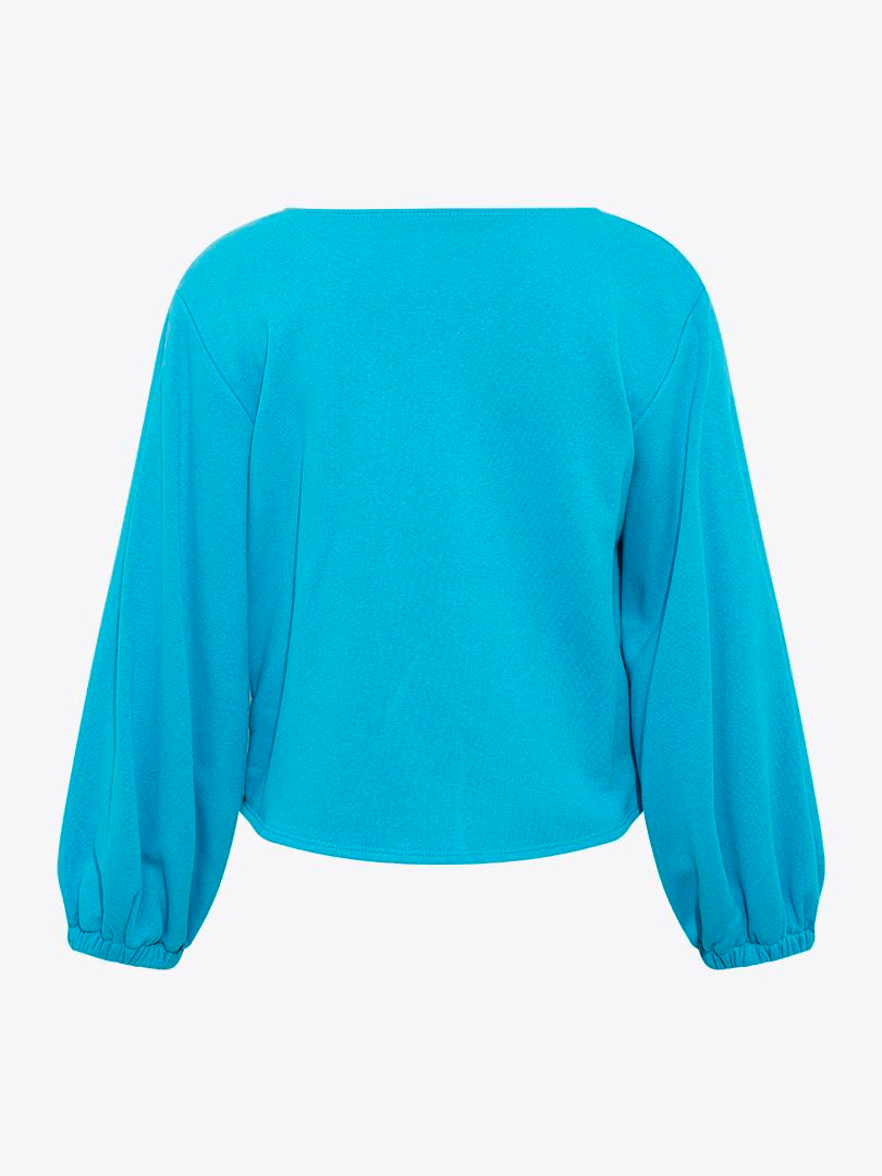 Balon Kollu Burgulu Sweatshirt - Mavi