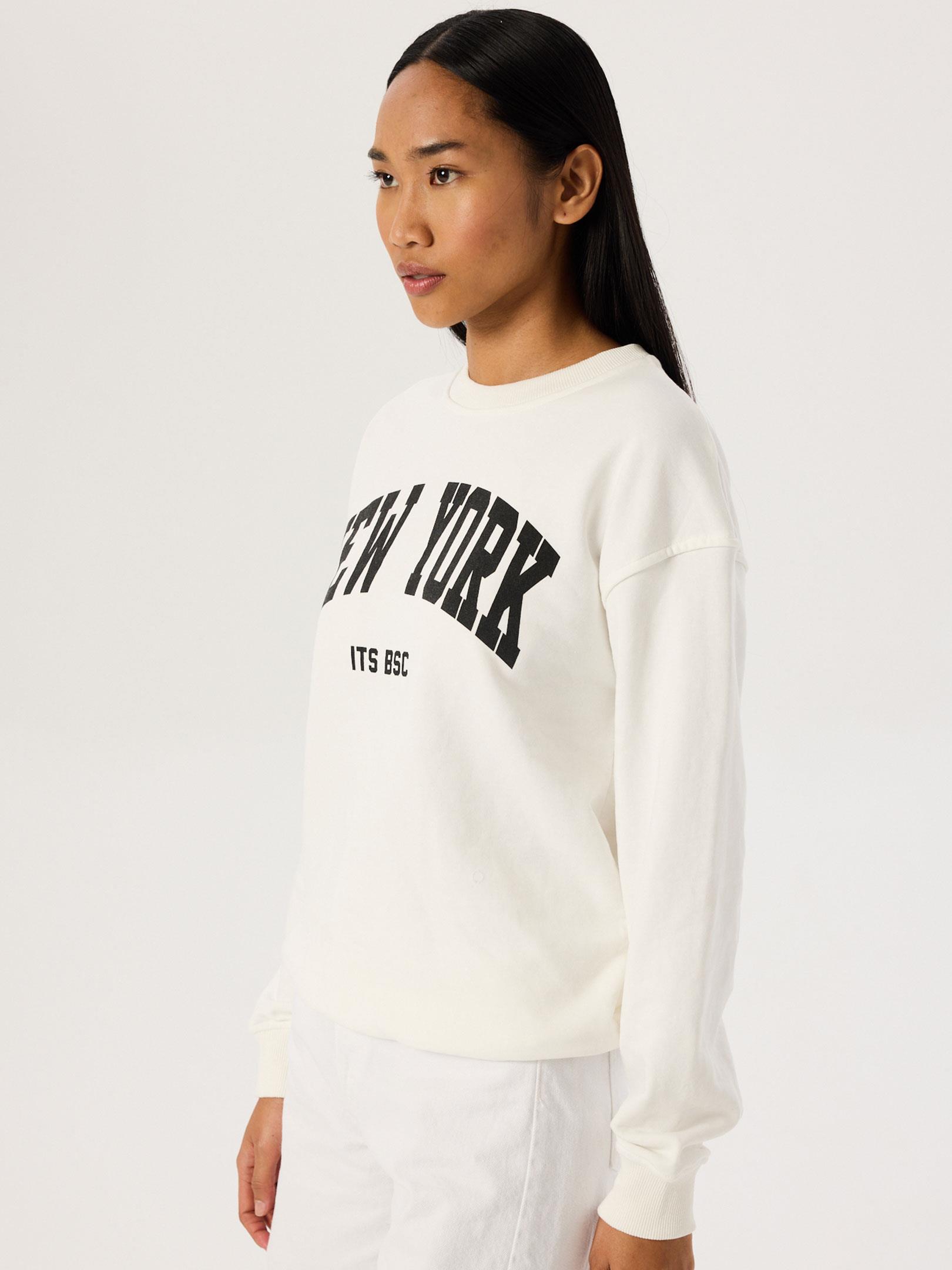 Baskı Detaylı Oversize Sweatshirt - Beyaz Sweatshirt Modelleri