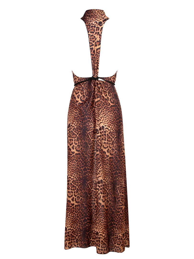 Beli Bağlamalı Kimono Yelek - Leopar Desenli