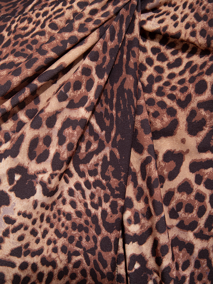 Beli Düğüm Detaylı Leopar Desen Etek - Leopar Desenli