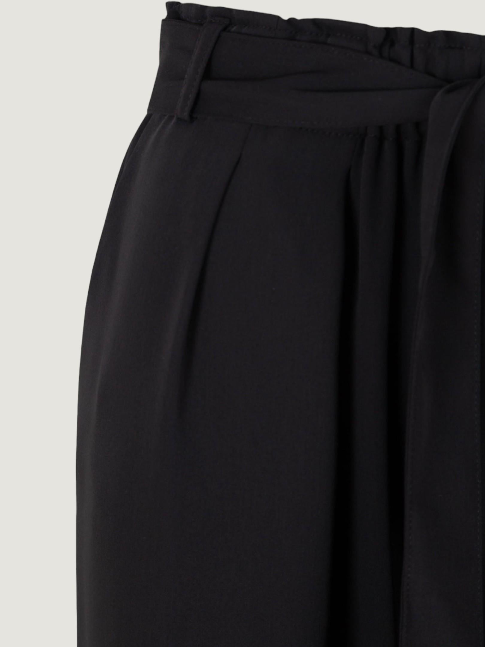 Beli Kuşaklı Krep Pantolon - Siyah Pantolon Modelleri
