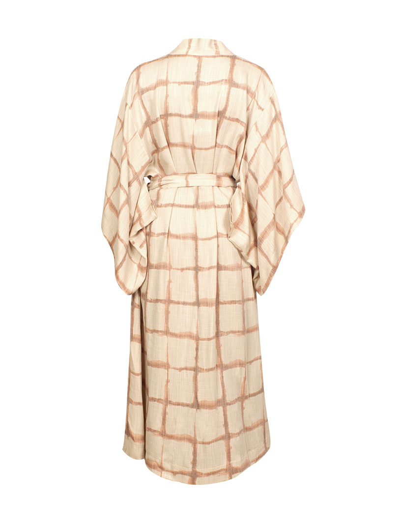 Beli Kuşaklı Midi Kimono - Kiremit