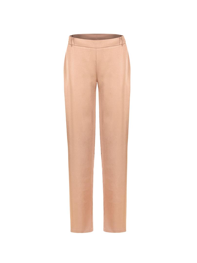 Beli Lastikli Bol Paça Saten Pantolon - Camel
