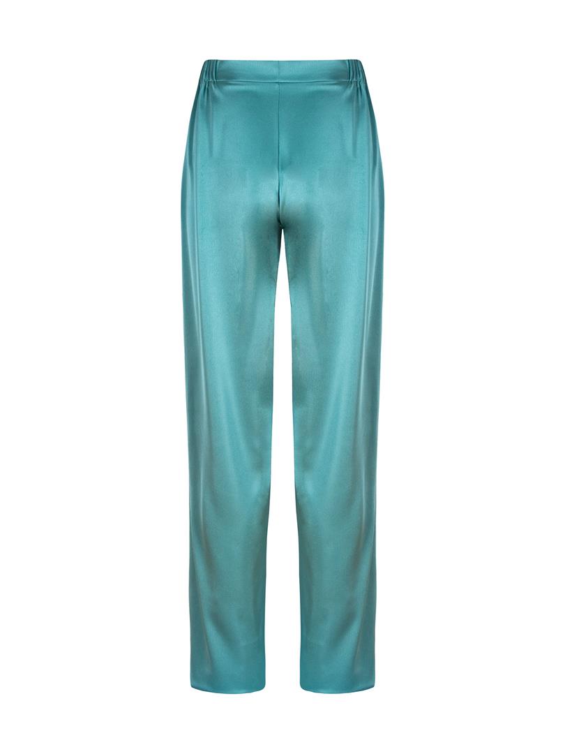 Beli Lastikli Bol Paça Saten Pantolon - Mint