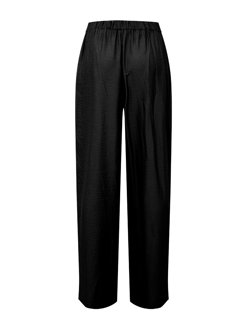 Beli Lastikli Rahat Kesim Bol Paça Pantolon - Siyah