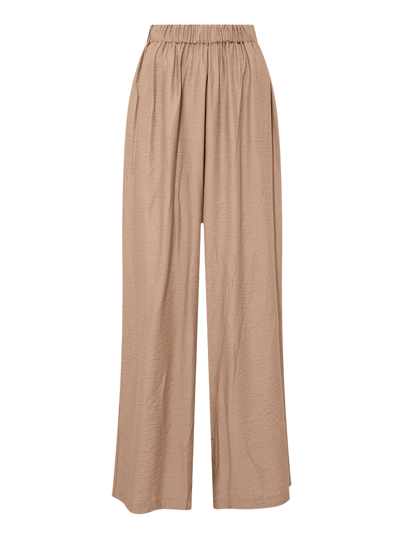 Beli Lastikli Rahat Kesim Bol Paça Pantolon - Bej
