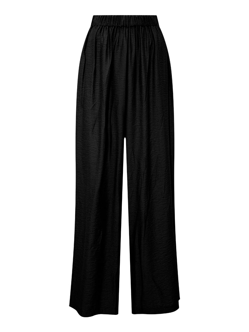 Beli Lastikli Rahat Kesim Bol Paça Pantolon - Siyah