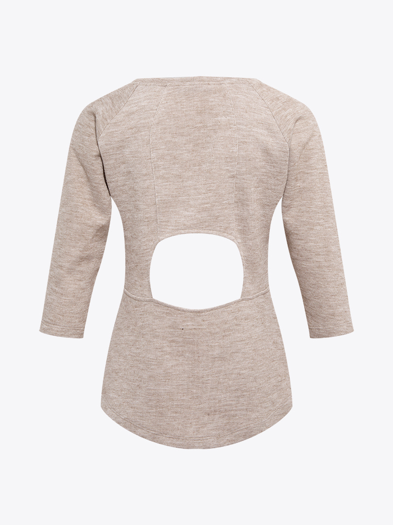 Beli Pencere Detaylı Bluz - Bej