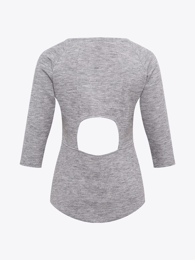 Beli Pencere Detaylı Bluz - Gri