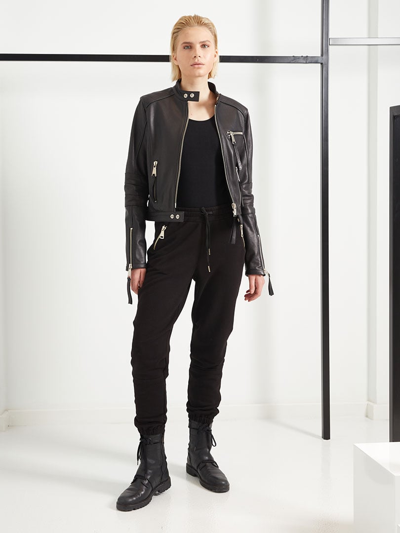 Biker Deri Ceket - Siyah