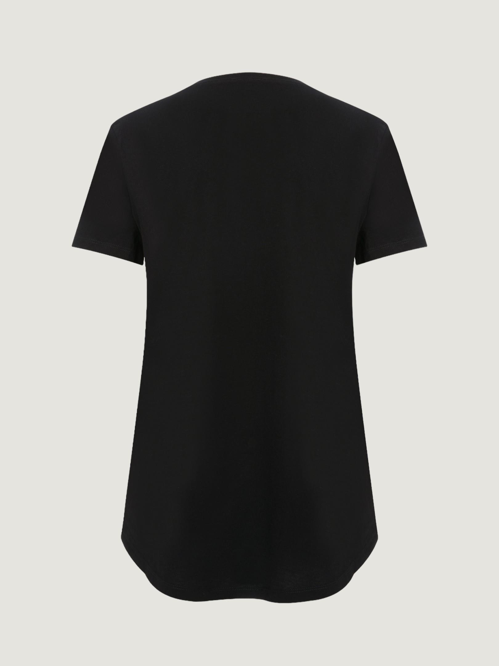 Bisiklet Yaka Arkası Uzun T-Shirt - Siyah T-shirt Modelleri