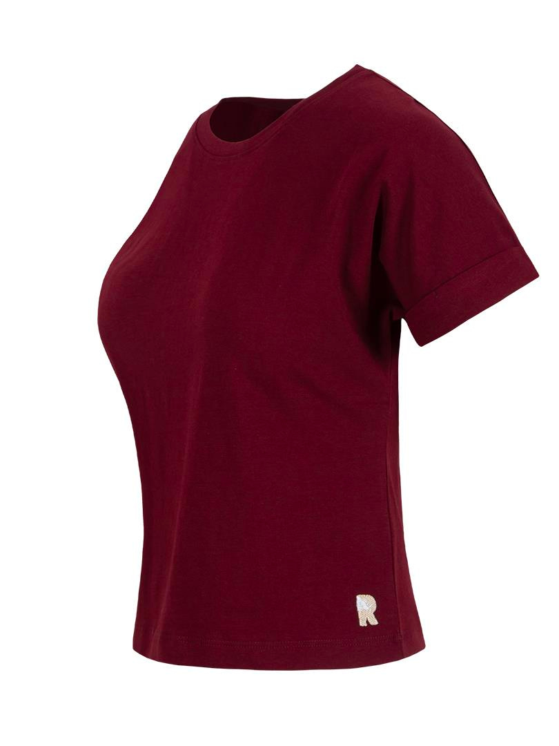 Bisiklet Yaka Basic T-Shirt - Bordo