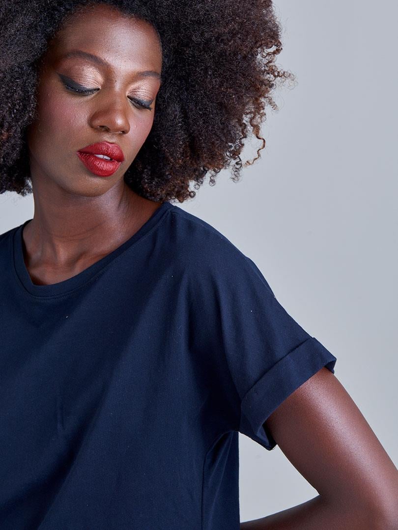 Bisiklet Yaka Basic T-Shirt - Lacivert