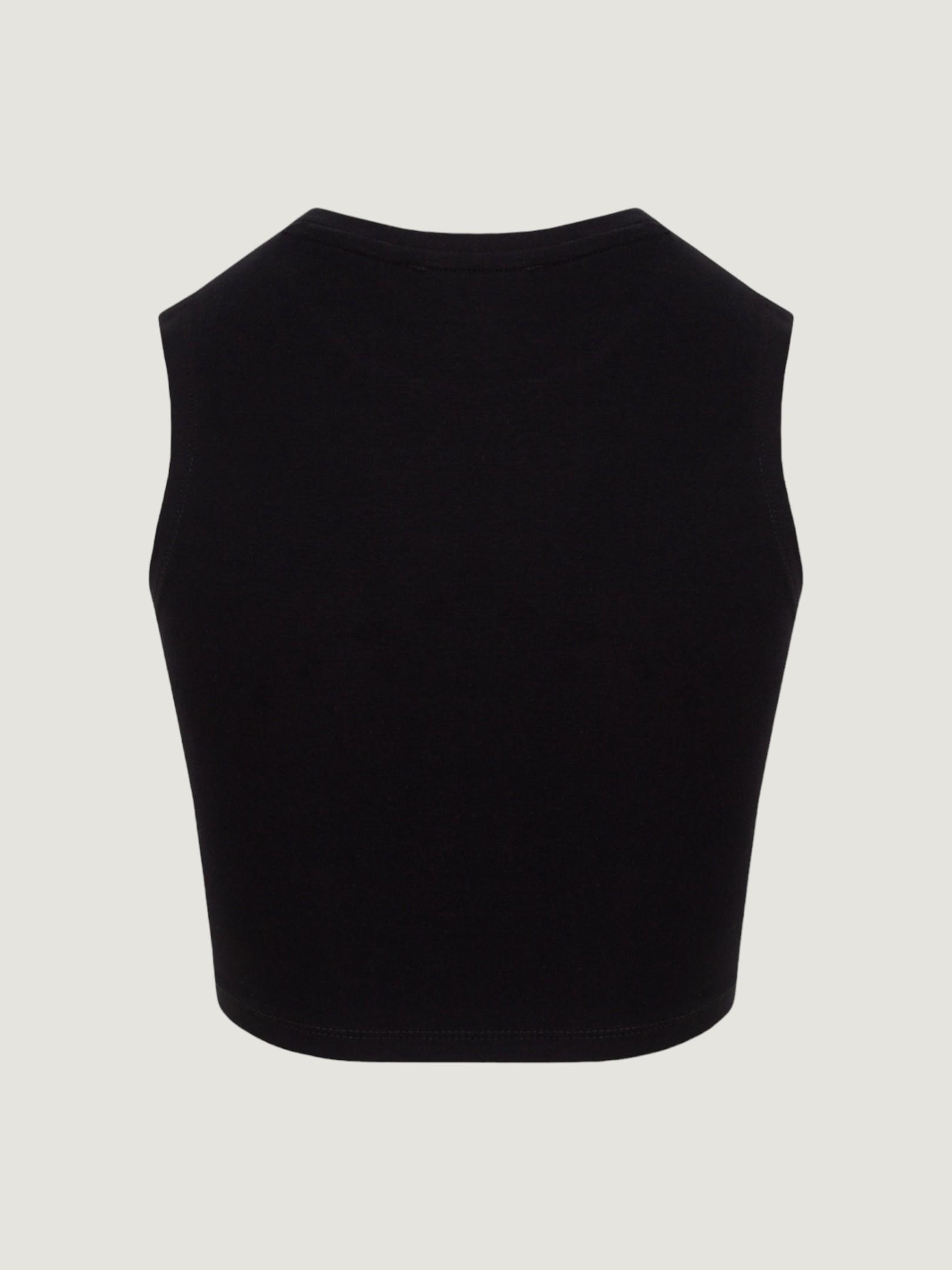 Bisiklet Yaka Kolsuz Crop Top - Siyah Body Modelleri
